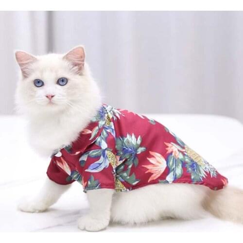 Summer Fashion Dog Clothes Shirt Hawaiian Flower Shirt Beach Print Cat Clothing Suitable for Puppy Labrador Alaska Husky