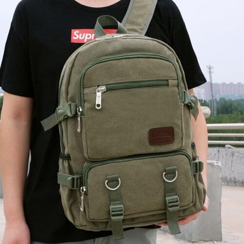 Chuwanglin Mens Canvas Backpack Multifunction Rucksacks Laptop backpacks Travel bag Mochila Vintage College Schoolbags D90306