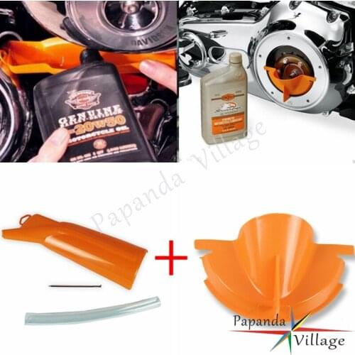 Orange Plastic Primary Oil Fill Funnel + Catcher Drain Oil Funnel for Harley 07-16 Touring 06-17 Dyna 09-16 Trike Models