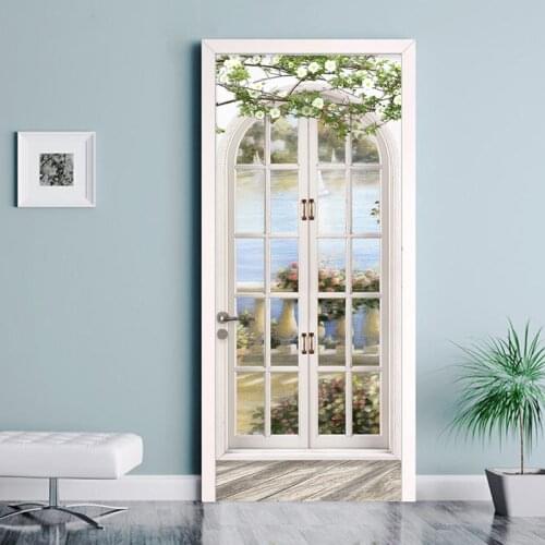 Pastoral Landscape 3D Wall Door Sticker Living Room Bedroom Hotel Wallpaper PVC Self-Adhesive Waterproof Home Decor Poster Mural