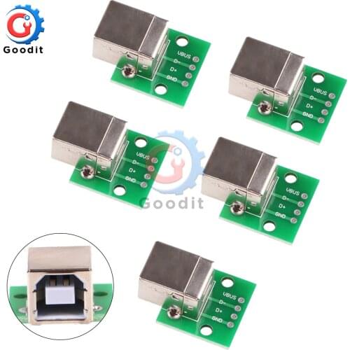 5pcs Square USB To Dip Adapter Board Female Socket Inline B Type Square Interface Printer Connection Data Cable Adapter