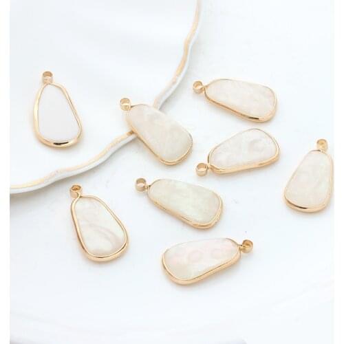 Acetic Acid Resin Charm Pendants White Imitation Shell Geometric Charms 13*26mm 6pcs/lot For DIY Jewelry Making Accessories