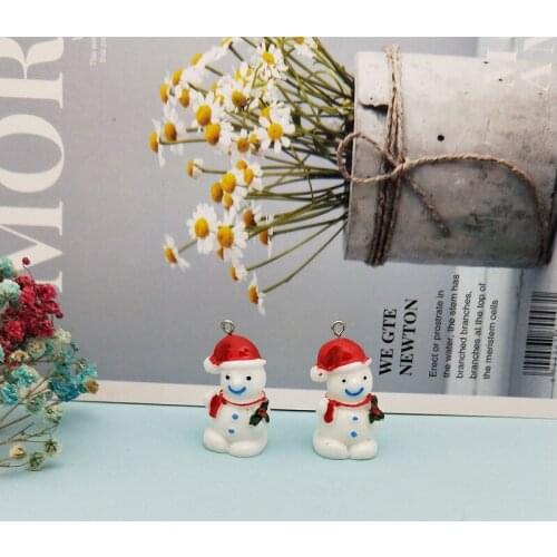 10pcs 19*36mm 3D Resin Charms Lovely Snowman Pendants Winter Snow Charms Floating Keychain Diy Jewelry Making Accessories FX208