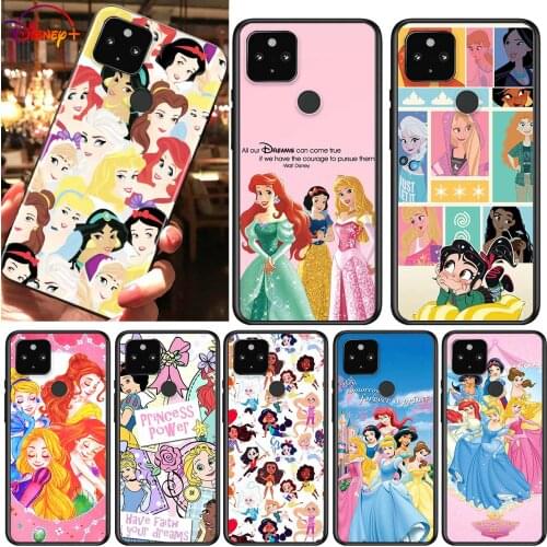 Disney cute princess Shockproof Cover for Google Pixel 5 5A 4 4A XL 5G Black Phone Case Shell Soft Fundas Coque Capa