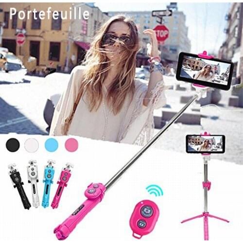 Portefeuille Bluetooth Selfie Mobile Phone Holder Stick Tripod Stand For iPhone 7 Plus 5S 6 6s SE 8 Xiaomi redmi 4x mi6 Monopod