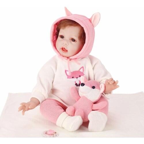 NPK bebes reborn real baby girl dolls 22"55cm silicone reborn baby doll fox clothing plush doll gift for child birthday gift