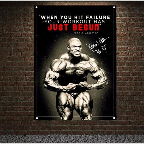 Stadium Gym Decor Man Body Building Banner Flag Fitness Workout Mural Canvas Painting Wall Art Muscular Hunk Poster Wallpapers