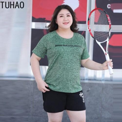 TUHAO 2020 Plus Size 7XL 6XL 5XL 4XL Mother Mom Set Suits Quick-drying Tops Women Summer Casual Clothes Two Piece Sets WM03