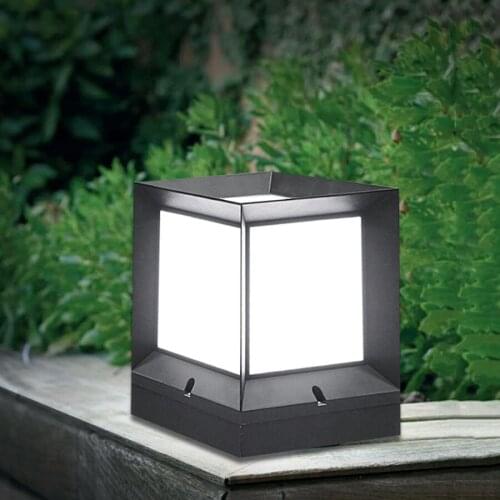 Outdoor Post Light Fixture Modern LED Square Cube Garden Pillar Lighting Waterproof For Patio Porch Balcony Villa Courtyard
