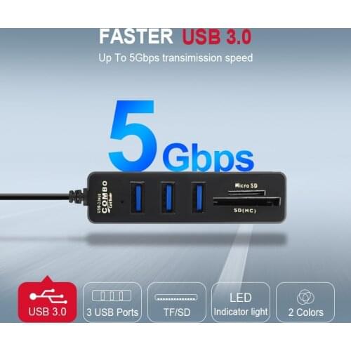 Universal Mini USB Hub 3.0 High Speed USB Splitter 3 Port Hub With TF SD Card Reader 6 Port 2.0 Hab Adapter For PC Accessories