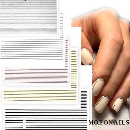 10pcs Nail StickerS DecalS Gold/Silver/black/White Back-AdhesiveSticker Strip Line Multi-size Strip Self-Adhesive Sticker #NK111