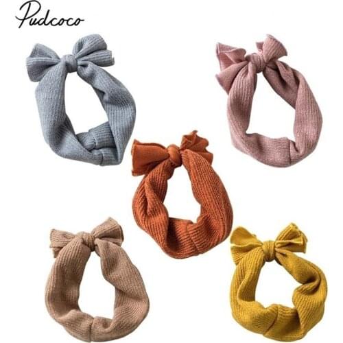 2019 Brand Baby Girls Bunny Kids Turban Knot Rabbit Headband Bow Hair Bands Solid Big Bow Cute Girls Head Wrap Accessoris
