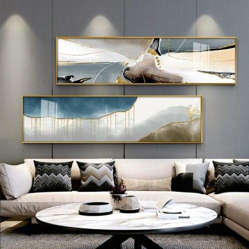 Abstract Marble Mountain Poster Gold Blue Wall Art Print t Modern Style Canvas Ink Painting Nordic Decorative Picture Home Decor