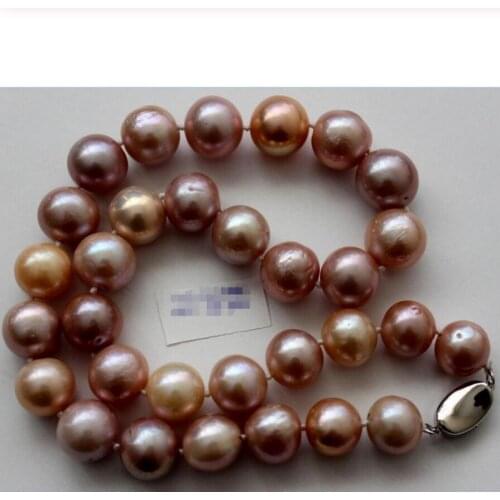 Free shipping gorgeous 11mm south seas pink purple pearl necklace 18inch