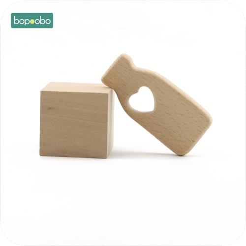 Bopoobo Baby Jewelry Beech Wooden 1pc Heart Bottle DIY Teething Accessories Chewing Toy Nursing Necklace Pendants Baby Teether