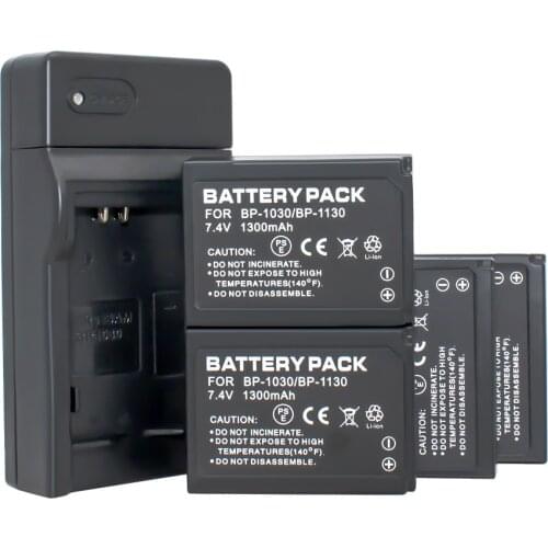 BP-1030 BP-1130 BP1130 (4PACK Batteries & 1pcs charger) for Samsung NX200 NX300 NX1000 NX210 NX2000 Digital SLR Cameras