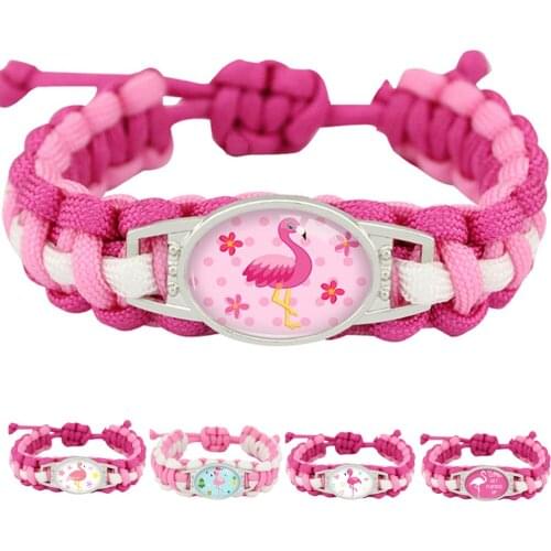 Flamingos Unicorn Paracord Bracelets Horse Charm Adjustable Bracelets Women Girls Fashion Jewelry Friendship Party Gift