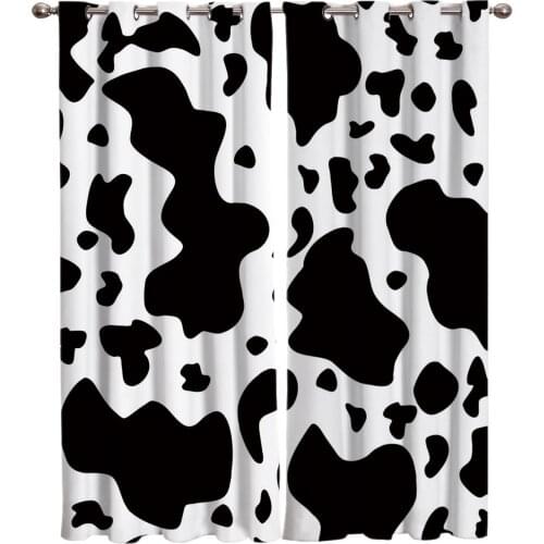 Black White Graffiti Cow Spot Window Curtain Living Room Decorative Curtain Panel Blackout Curtains for The Bedroom