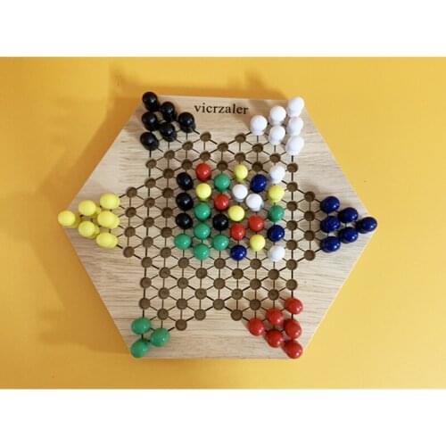 Vicrzaler Wooden Chess Set Wooden Checkers Indoor Travel Chess Board Wooden Pieces Chessman