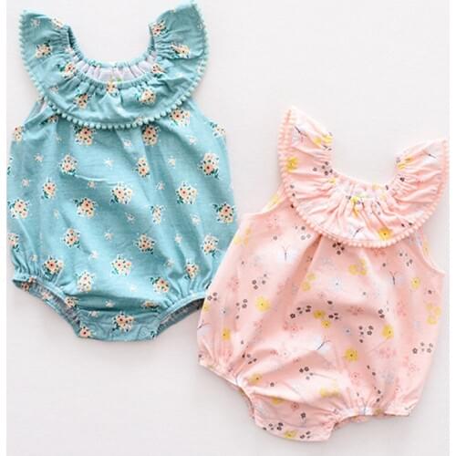 Baby Girl Rompers 2019 Summer Cotton Toddler Clothes Fashion Infant Jumpsuits Sleeveless Floral Kid Rompers 2 Colors