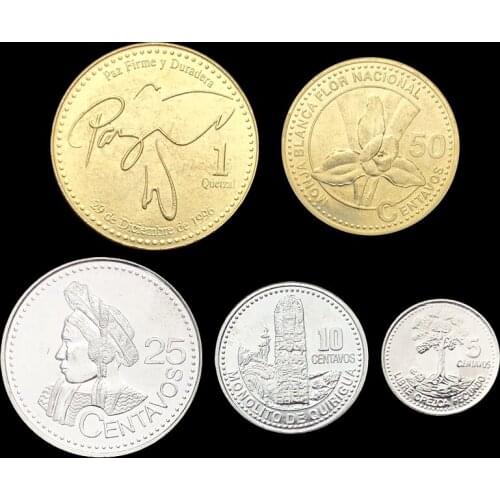 Guatemala 5 pcs setIssuing Coins Original Coin 100% Real Unc