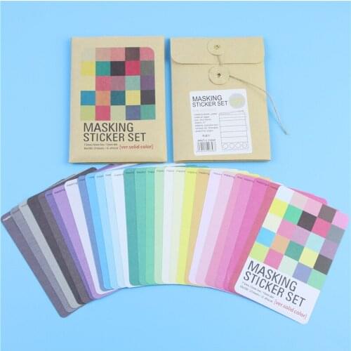 27PCS Pure Color Solid Washi Masking Sticker Paper Tape Scrapbooking Diary Planner Card Making Deco Label Tag Diy Craft Memo Pad
