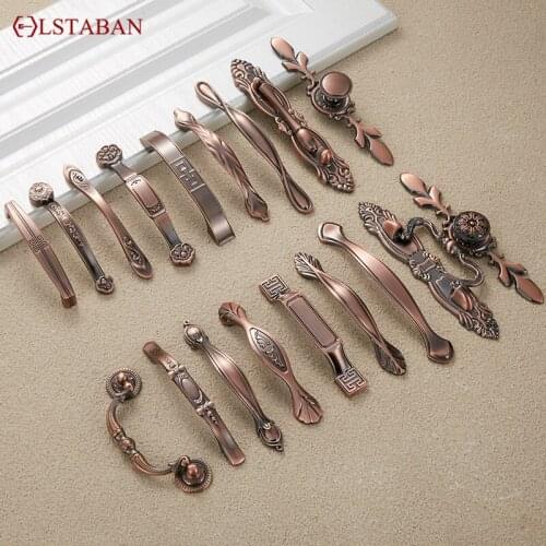LSTABAN Modern Minimalist Cabinet Drawers Shoe Cupboard Bookcase Wardrobe Imitation Red Bronze Zinc Alloy Round Handles