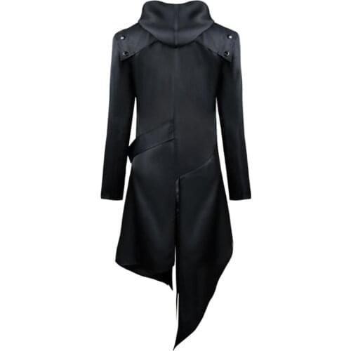 Men Gothic Long Sleeve Hooded Jacket for Halloween Cosplay Vintage Halloween Costume