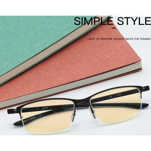 CLARA VIDA TR90 Metal Half-frame Anti-blue Light Reading Glasses for Men Women +1.0 +1.5 +2.0 To +4.0