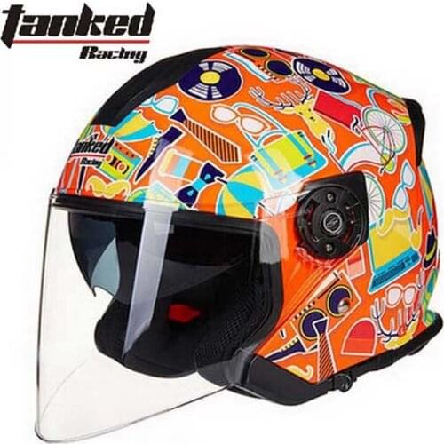 German Tanked Racing Double lens half face motorcycle helmet ABS motorbike electric bicycle safety helmets T597 removable liner