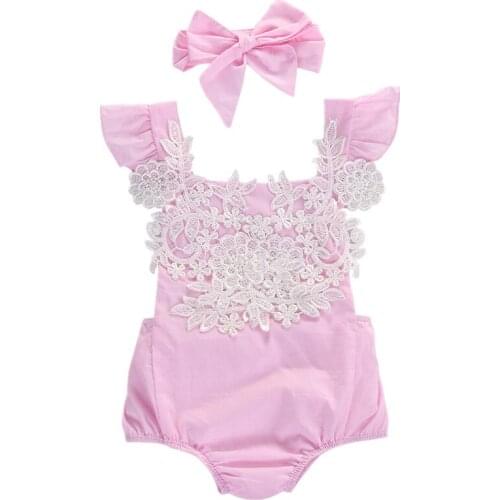 Newborn Baby Girls Floral Lace Newest Fashion O-Neck Sunsuit Rompers Clothes Jumpsuit Outfits 0-18M