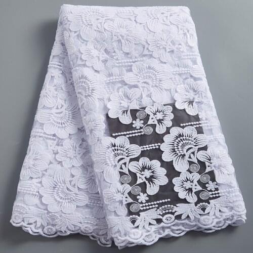 Zhenguiru New Arrival White Flower African Lace Fabric 2021 Milk Silk French Lace Tulle Nigerian For Women Wedding Dress A 2377
