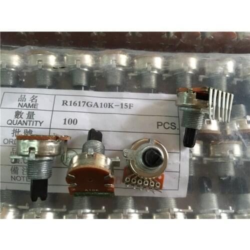 Original new 100% 161 type vertical double internal bending potentiometer A10K handle with thread length 15MMF 6pin (SWITCH)