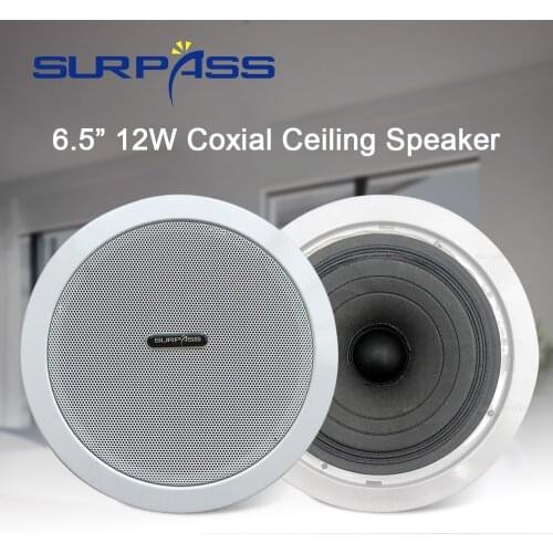 Professional HIFI Stereo PA System In-ceiling Speaker 6.5inch Coxial Ceiling Home Theater Powered Audio Loudspeaker