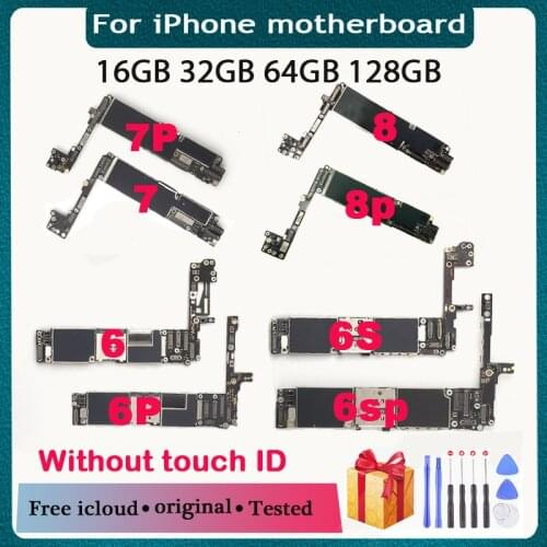 Unlocked For iPhone 6 6 plus 6s 6s plus 7 7 plus 8 8plus Motherboard 16GB 32GB 64GB 128GB Original Used Mainboard No Touch ID