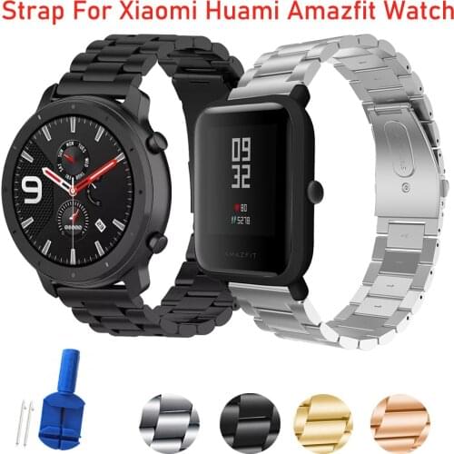20 22mm Replacement WatchBand Steel Metal Strap For Huami Xiaomi Amazfit GTS 2 Bip GTR 2e 42 47mm Smart watch Straps Accessories