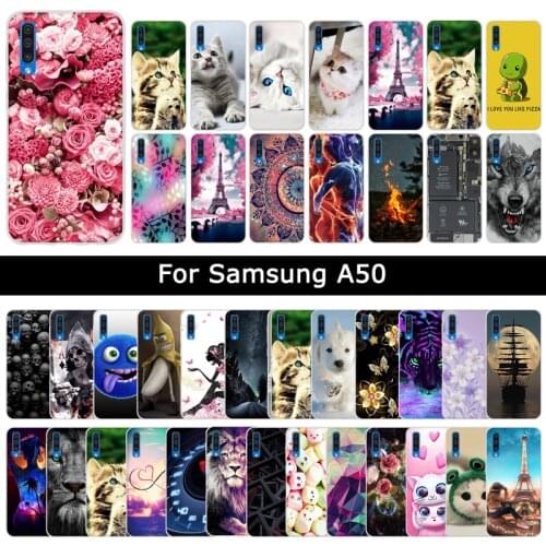 Luxury TPU Silicon Case For Samsung Galaxy A50 A 50 Fashion Flowers Painting Patterned Phone Cover Soft Protective Cases Fundas