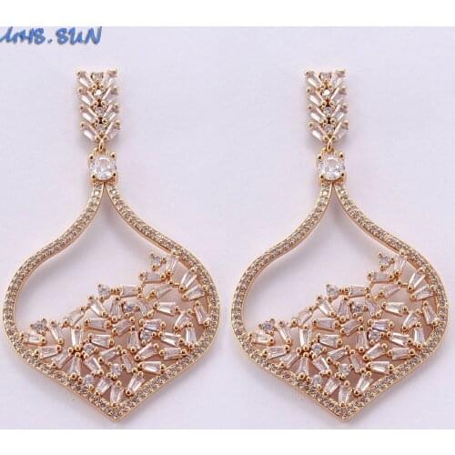 MHS.SUN Mosaic Zircon Earrings Fashion Design Women/Girls Crystal Stud Earrings Vintage Gold Color Charm Ear Jewelry 1Pc