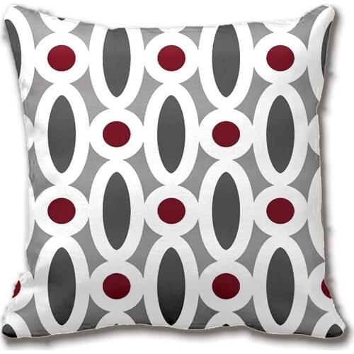Modern Oval Links Pattern In Red And Grey Cushion Decorative Cushion Cover Pillow Case Customize Gift By Lvsure For Car Sofa