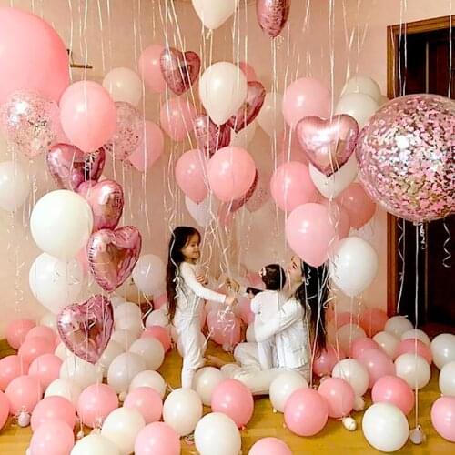 Wedding Decoration 18inch Rose Gold Heart Foil Balloon 10inch White Pink Latex Balloon Confetti Balloon Birthday Party Kids Toys