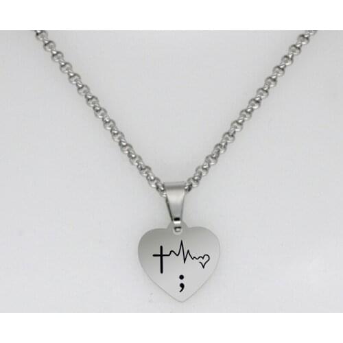 Ufine semicolon jewelry ECG pendant army card cross stainless steel customed necklace N4492