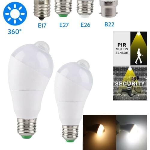 PIR Rotate LED Bulb 5W 7W Motion Sensor Light Bulb E17 B22 E26 E27 For Corridor Home Light