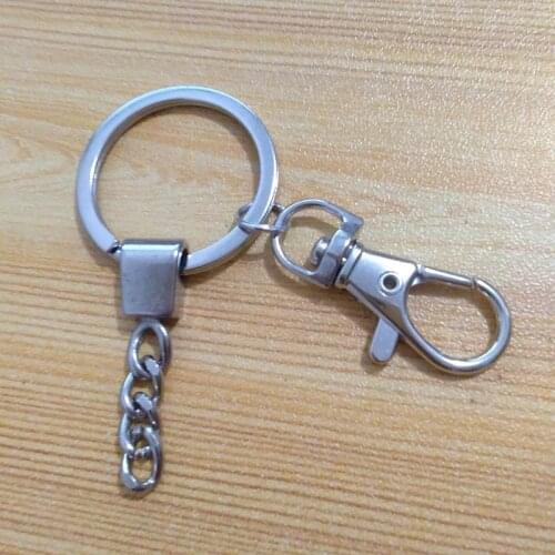High Quality 30mm Key Chain+ Big Lobster Clasp Accessories Silver Key Ring shiny Key Chains DIY Jewelry Making Metal Free Parts