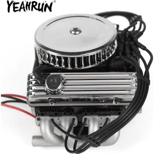 YEAHRUN Classic V8 F82 Simulated Cooling Fan Electric Engine Motor Radiator for TRX4 SCX10 D90 1/10 RC Crawler Car Upgrade Part