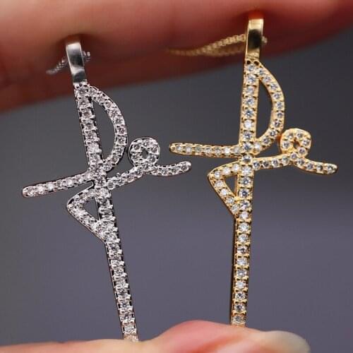 Full Paved Cubic Zirconia Stone Pendant Necklace For Women Gold Color silvery Chain charming party Fashion Jewelry accessories