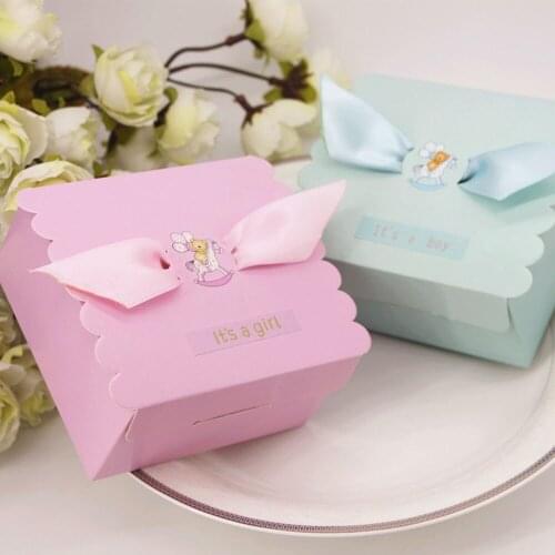 10Pcs European Candy Box Lovely Pink and Blue Baby Boy Girl Gift Box Baby Shower Birthday Party Decorations Kids Party Supplies