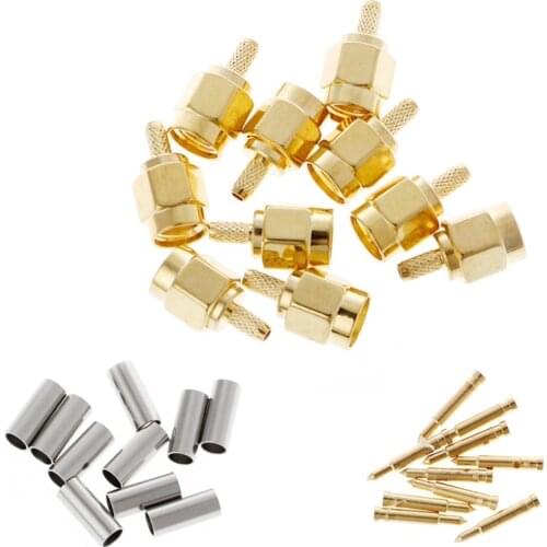 10 Pcs SMA Male Plug Crimp RG174 RG316 LMR100 Cable RF Connector