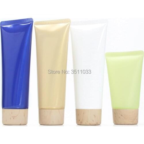 100ml Black White Cosmetic Refillable Soft Tube Green Blue Lotion Cream Shampoo Squeeze Hose Soft Tube Plastic Wooden Design Cap