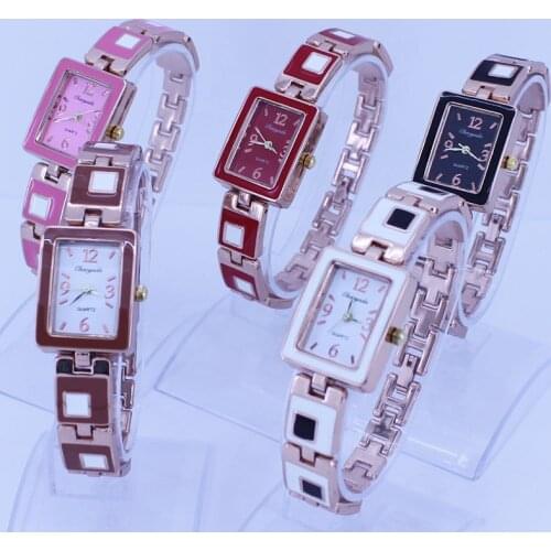 5pcs Mixed Color Bulk Fashion Square Rose Gold Lady Women Watch Brand watches Alloy Strap Quartz Dress Wristwatch bracelet watch