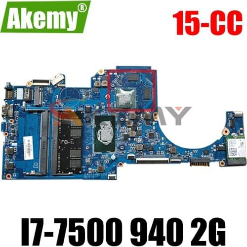 Akemy New for hp 15-CC 15T-CC motherboard 927268-601 927268-501 927268-001 DAG71MB16D0 SR341 i7-7500 940 2G working well